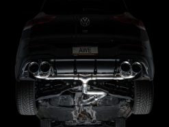 AWE MK8 Volkswagen Golf R 3in Track Edition Quad Exhaust - Chrome Silver Tips - Image 13