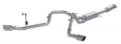 Alternative view of MBRP 2021+ Ford F150 2.7L/3.5L/5.0L 3in Aluminized Steel Cat-Back 2.5in Dual Split Side Exhaust