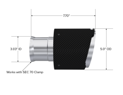 Alternative view of MBRP 15-23 Dodge Charger 5.7L/6.2L/6.4L T304 3in ID / 5in OD Out / 8in Length Angle Cut Carbon Tip