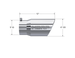 MBRP Universal Tip 6 O.D. Angled Rolled End 5 inlet 12 length - Image 4