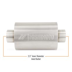 Alternative view of Mishimoto Universal Resonator with 2.5in Inlet/Outlet - Brushed