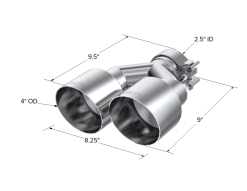 MBRP Universal T304 SS Dual Tip 4in OD/2.5in Inlet - Image 5