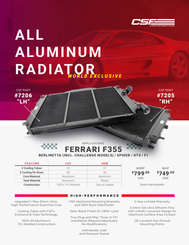 CSF Ferrari F355 High Performance All-Aluminum Radiator - Left - Image 9