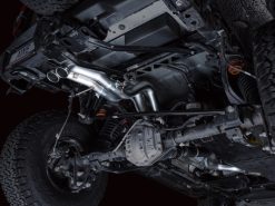 Alternative view of AWE Tuning 22-24 Ford Bronco Raptor 4WD Dual BashGuards Cat-Back SwitchPath Exhaust (No Tips)