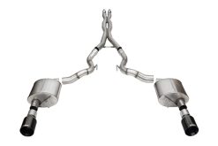 Alternative view of Corsa 24 Ford Mustang GT Conv Xtreme CatBk Ex.Sys 3.0in Dual Rear Exit w4.5in Black StraightCut Tip
