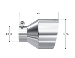 MBRP Universal T304 Stainless Steel Tip 2.5in ID / 5in OD Out / 6.5in Length Angle Cut Single Wall - Image 4