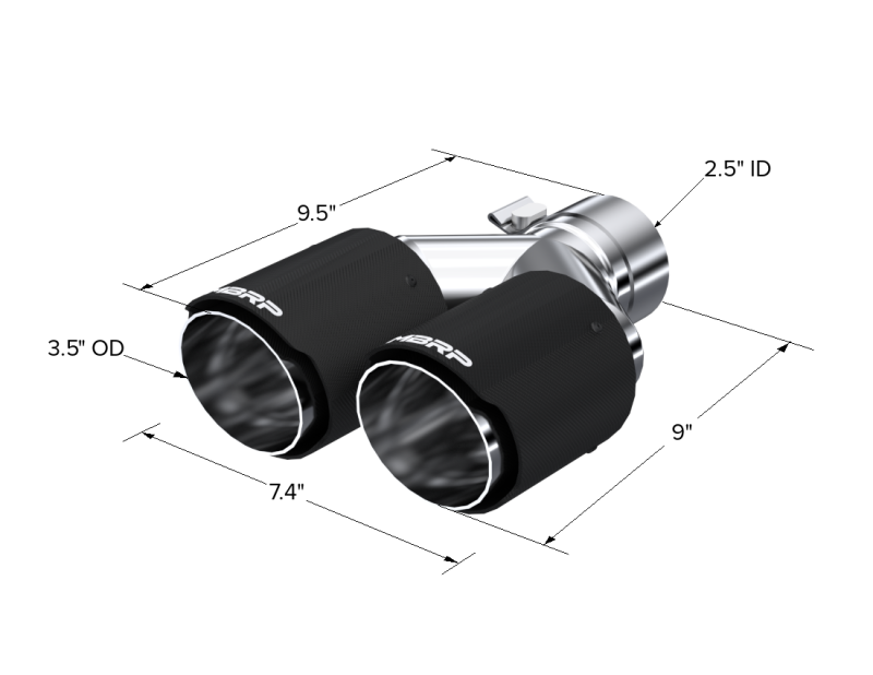 MBRP Universal Carbon Fiber Dual Tip 3.5in OD/2.5in Inlet - Image 4