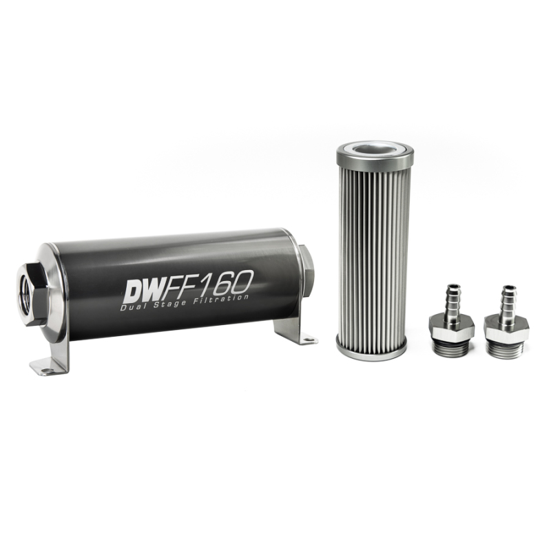 DeatschWerks Stainless Steel 5/16in 10 Micron Universal Inline Fuel Filter Housing Kit (160mm) - Image 2