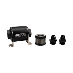 DeatschWerks Stainless Steel 8AN 5 Micron Universal Inline Fuel Filter Housing Kit (70mm)