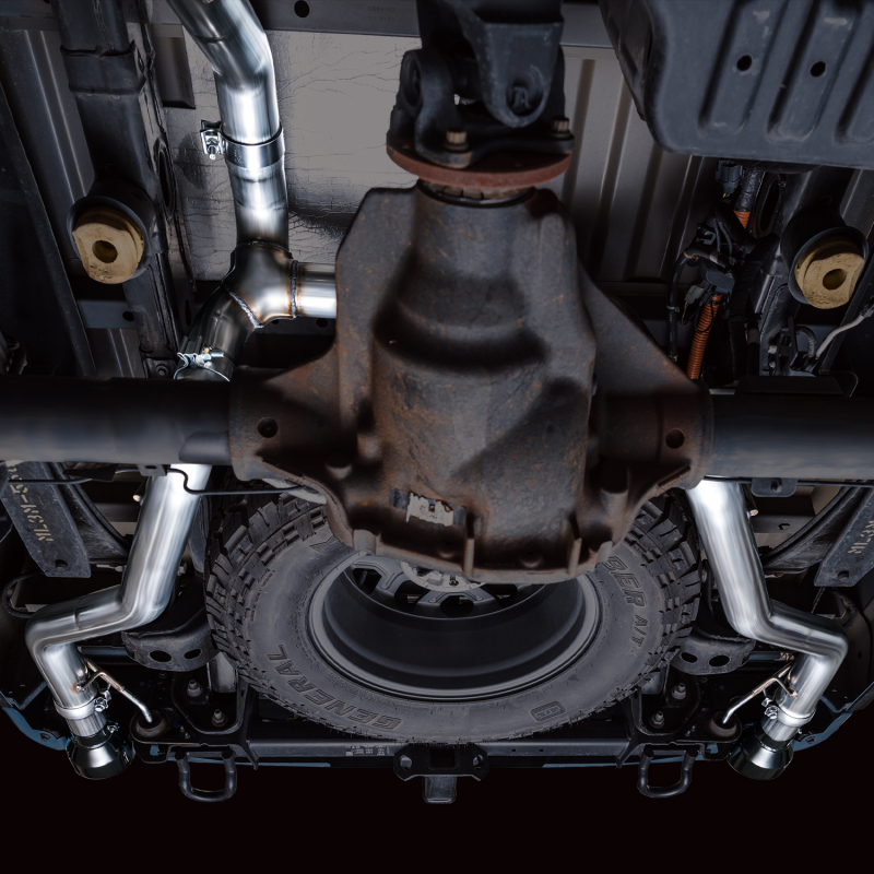 AWE Tuning 2021+ Ford F-150 Tremor (w/ Bumper Cutouts) 0FG Resonated Catback - Diamond Black Tips - Image 7