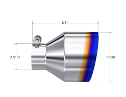 MBRP Univ. T304 Stainless Steel Burnt End Tip 2.5in ID / 5in OD / 6.5in Length Angle Cut Single Wall - Image 4