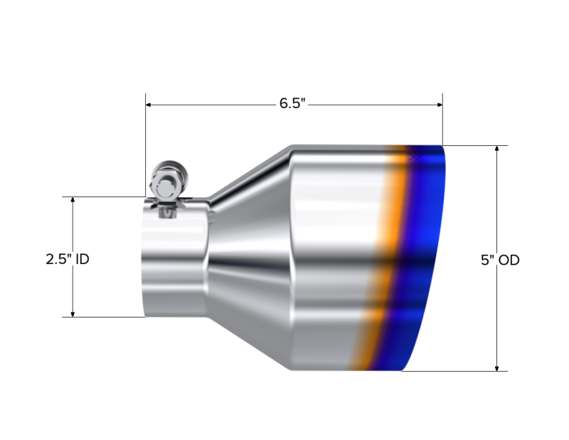 MBRP Univ. T304 Stainless Steel Burnt End Tip 2.5in ID / 5in OD / 6.5in Length Angle Cut Single Wall - Image 4