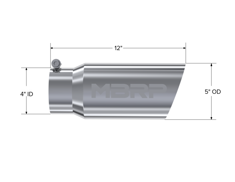 MBRP Universal Tip 5 O.D. Angled Single Walled 4 inlet 12 length - Image 4