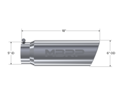 MBRP Universal Tip 6in OD Angled Rolled End 5in Inlet 18in Lgth T304 Exhaust - Image 4