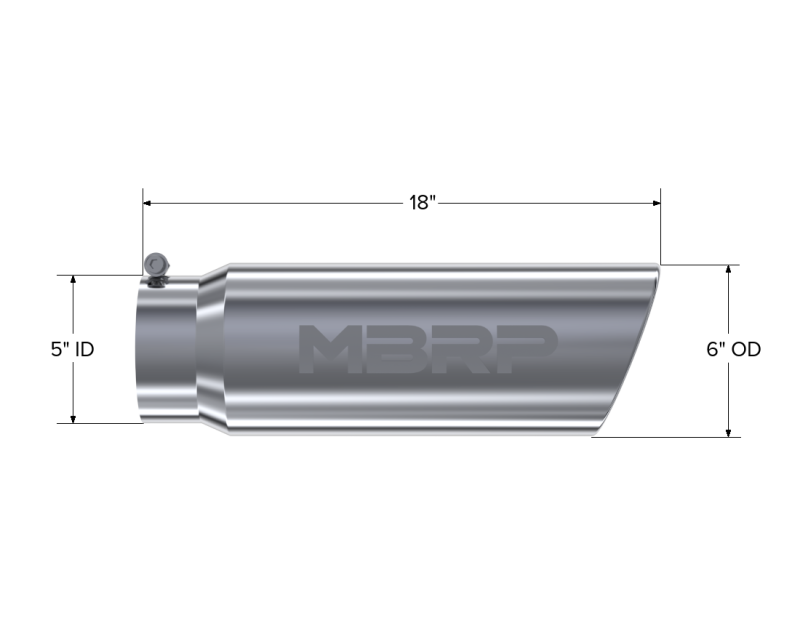 MBRP Universal Tip 6in OD Angled Rolled End 5in Inlet 18in Lgth T304 Exhaust - Image 4