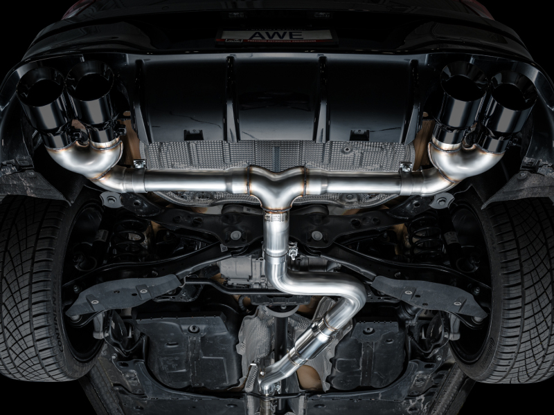 AWE MK8 Volkswagen Golf R 3in Track Edition Quad Exhaust - Diamond Black Tips - Image 14