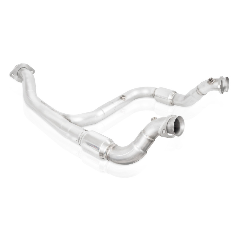Stainless Works 2015-16 F150 2.7L Downpipe 3in High-Flow Cats Y-Pipe Factory Connection - Image 2