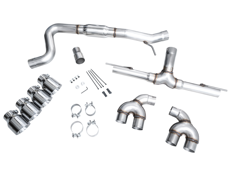 AWE MK8 Volkswagen Golf R 3in Track Edition Quad Exhaust - Chrome Silver Tips - Image 12