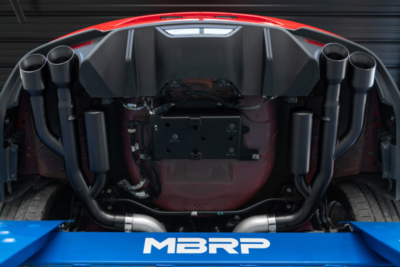 MBRP 18-19 Ford Mustang GT 5.0 3in Cat Back Quad Tip Race Version - Black - Image 5