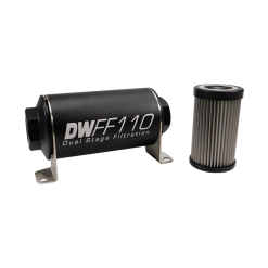 Alternative view of DeatschWerks Stainless Steel 8AN 40 Micron Universal Inline Fuel Filter Housing Kit (110mm)