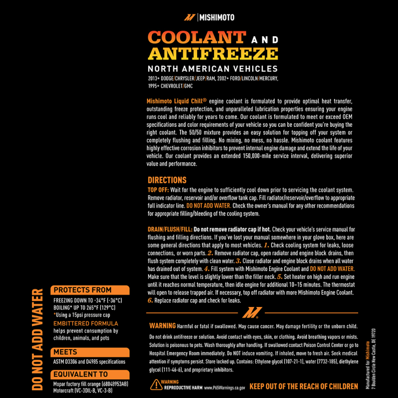 Mishimoto Liquid Chill EG Coolant, North American Vehicles, Orange - Image 5
