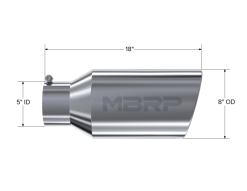 MBRP Universal Tip 8in OD Rolled End 5in Inlet 18in Length T304 - Image 4