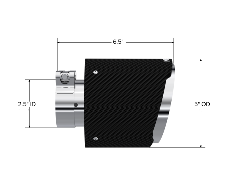 MBRP Universal Carbon Fiber Tip 2.5in ID / 5in OD Out / 6.5in Length Angle Cut Dual Wall - Image 4