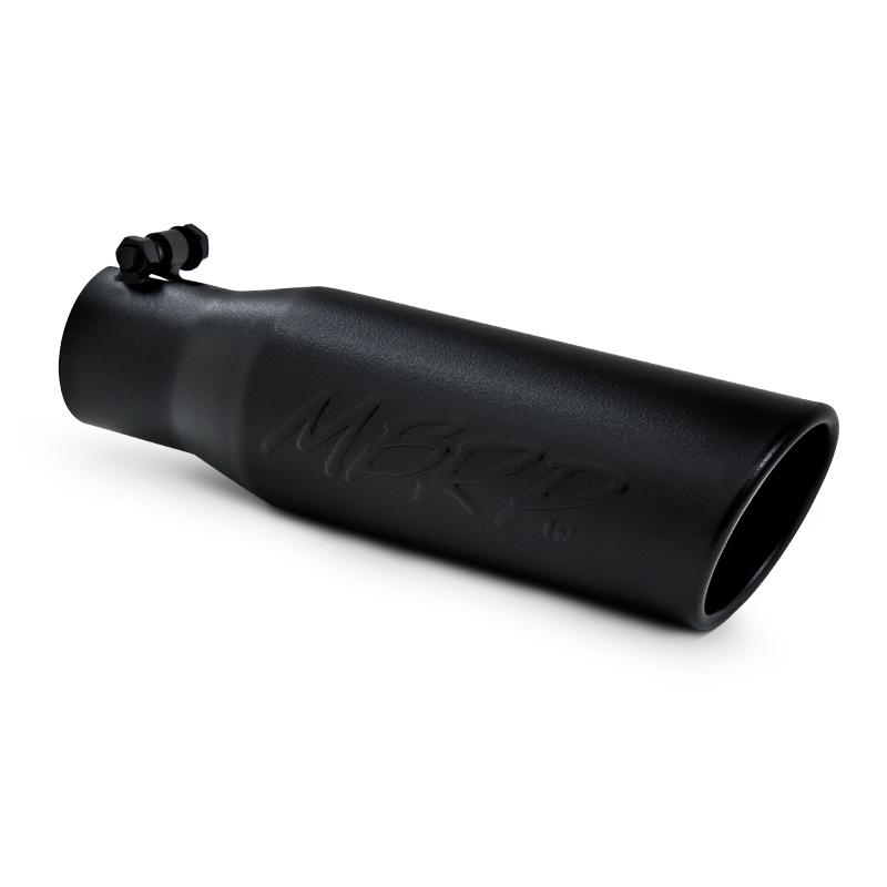 MBRP Universal Tip 3in O.D. Angled Rolled End 2 inlet 12 length - Black Finish - Image 3