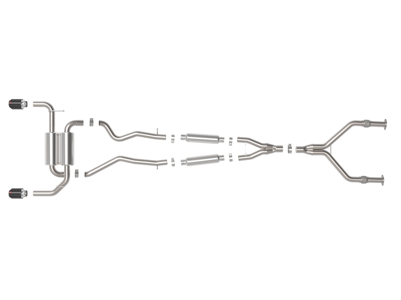 aFe 14-15 Infiniti Q50 (V37) V6 3.7L Takeda 2-1/2in SS Cat-Back Exhaust System w/ Carbon Fiber Tips - Image 2