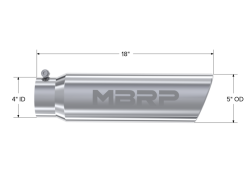 MBRP Universal 5in OD Angled Rolled End 4in Inlet 18in Lgth T304 Exhaust Tip - Image 4