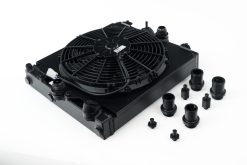 CSF Universal Half Radiator w/-16AN & Slip-On Fittings/12in SPAL Fan & Shroud - Black Finish - Image 6