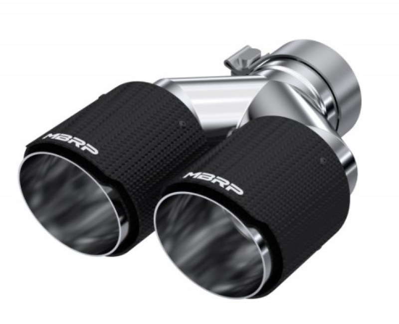 MBRP 3in ID / Dual 4in OD Out Staggered L 9.87in / R 9.37in Dual Wall Carbon Fiber Univ Exhaust Tip - Image 2