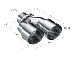 MBRP Universal T304 SS Dual Tip 3.5in OD/2.5in Inlet - Image 5