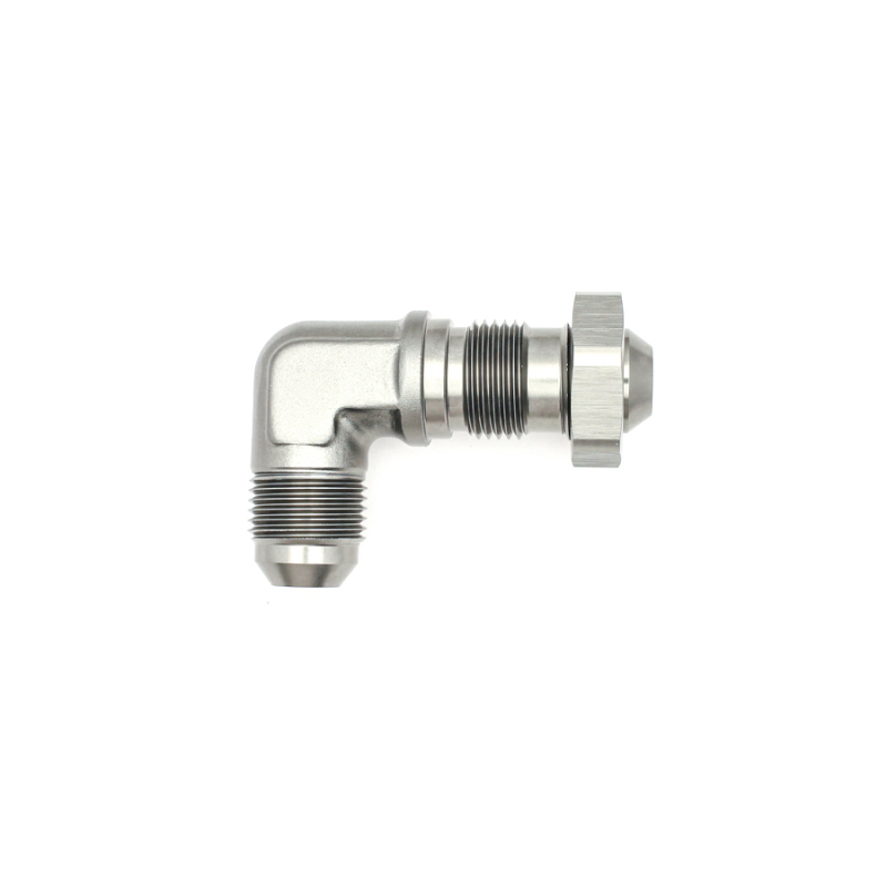 DeatschWerks 8AN Male Flare To 8AN Male Flare Bulkhead Adapter 90-Degree (Incl. Nut) - Image 2