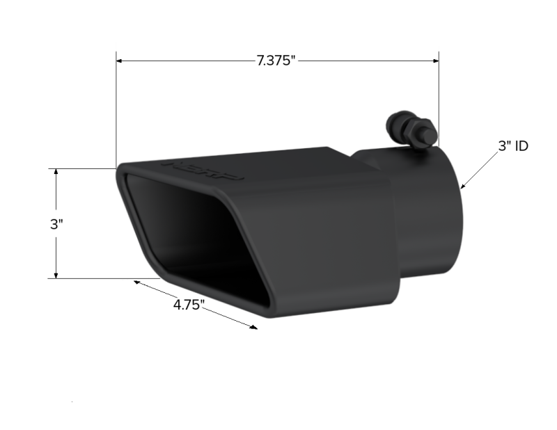 MBRP Universal Tip 4.75inx 3in Rectangle Angled Cut 3in O.D. inlet Pass. Side 7.375in length Black - Image 3