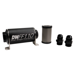 DeatschWerks Stainless Steel 10AN 5 Micron Universal Inline Fuel Filter Housing Kit (110mm)