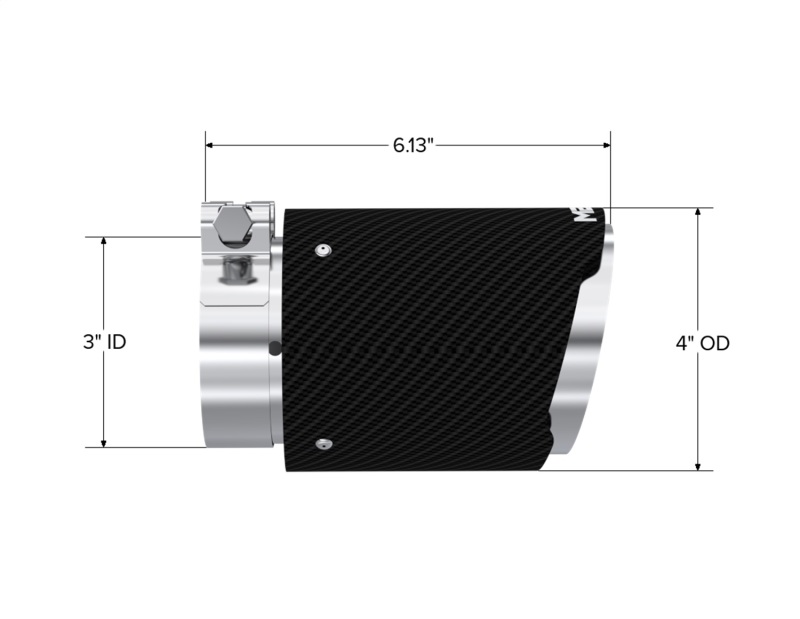 MBRP Universal Carbon Fiber Tip 3in ID / 4in OD Out / 6.13in Length Angle Cut Dual Wall - Image 3