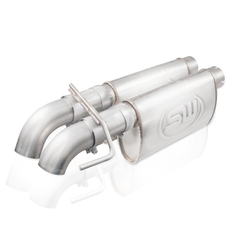 Stainless Works 2010-14 Ford Raptor 3in Exhaust Chambered Mufflers Dump Exit - Image 2
