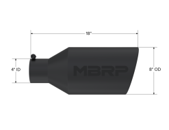 MBRP Universal Tip 8in O.D. Rolled End 4in inlet 18in length Black - Image 4