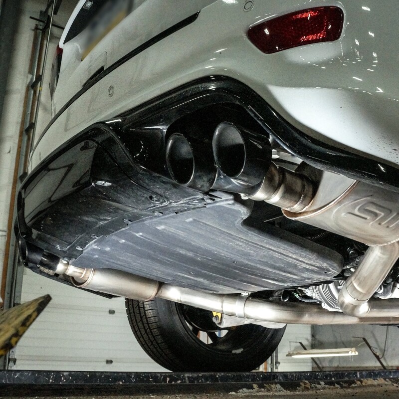 Stainless Works 2018 Jeep TrackHawk 6.2L 3in Catback System X-Pipe Turbo S-Tube Muffler Stock Exit - Image 6