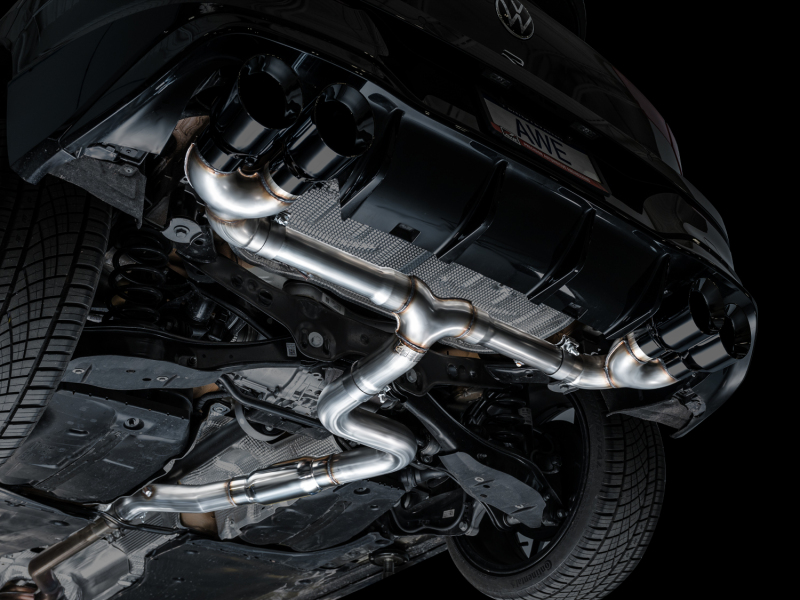 AWE MK8 Volkswagen Golf R 3in Track Edition Quad Exhaust - Diamond Black Tips - Image 15