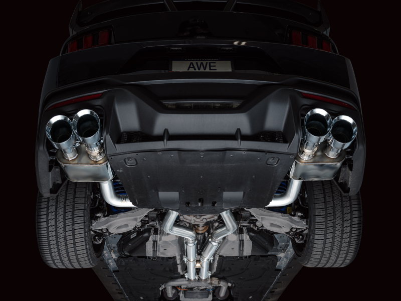 AWE 2024 Ford Mustang Dark Horse S650 RWD SwitchPath Catback Exhaust w/ Quad Chrome Silver Tips - Image 15