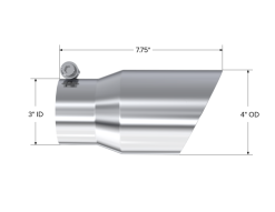 MBRP Universal Tip 4in O.D. Dual Wall Angled 3in inlet 8in length T304 - Image 3