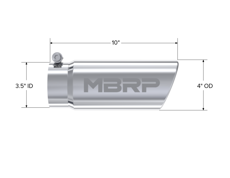 MBRP Universal Tip 4in O.D. Angled Rolled End 3 inlet 10 length - Image 4