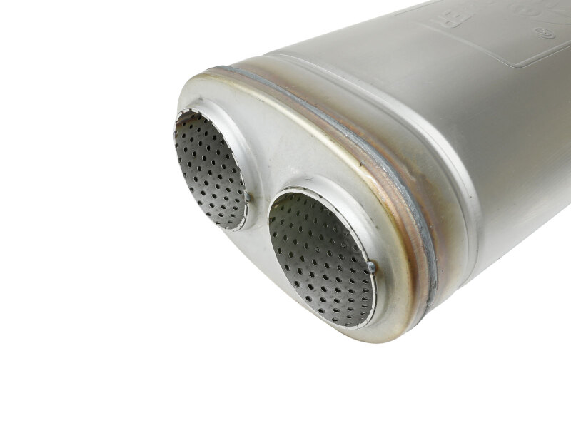 aFe MACH Force-Xp 409 SS Muffler 3in Dual Inlet/Dual Outlet 5in H x 8in W x 18in L - Oval Body - Image 4