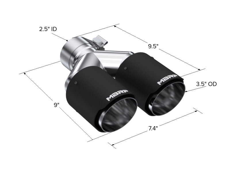 MBRP Universal Carbon Fiber Dual Tip 3.5in OD/2.5in Inlet - Image 5