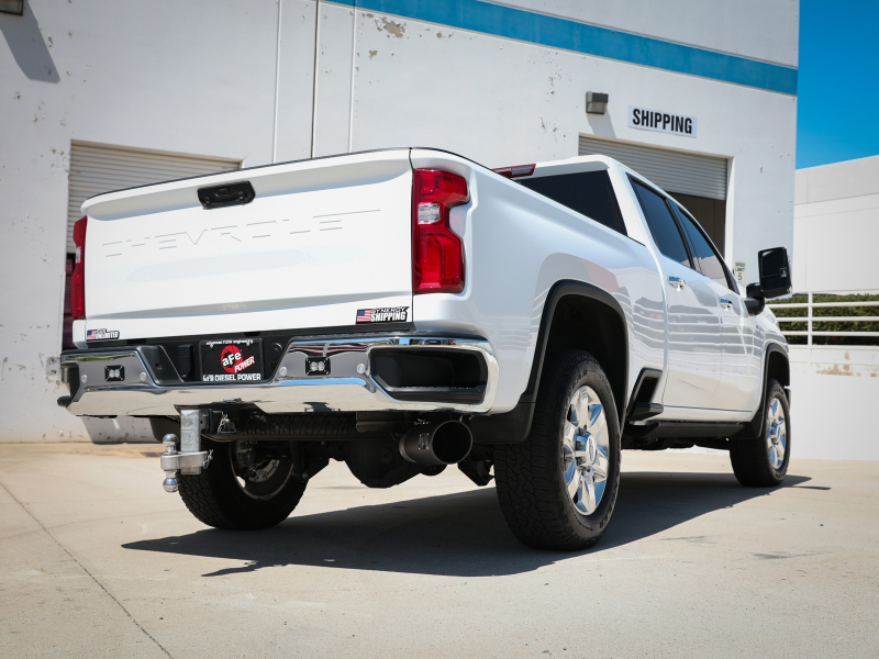 aFe Large Bore-HD 5 IN 409 SS DPF-Back Exhaust System w/Black Tip 20-21 GM Truck V8-6.6L - Image 4