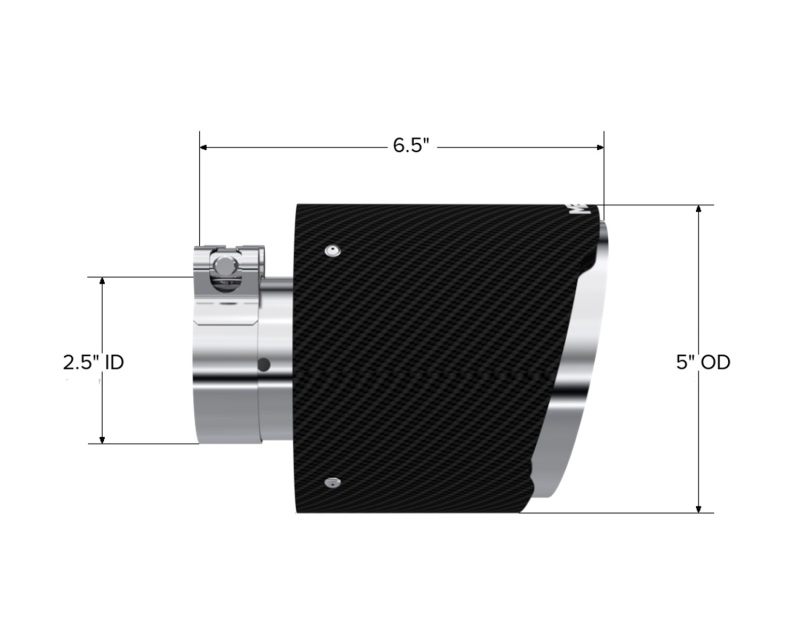 MBRP Universal Carbon Fiber Tip 2.5in ID / 5in OD Out / 6.5in Length Angle Cut Dual Wall - Image 3