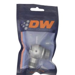 Alternative view of DeatschWerks 10AN ORB Male to 8AN Male Flare Low Profile 90-Degree Swivel - Anodized DW Titanium
