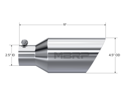 MBRP Universal Tip 4.5 O.D. Dual Walled Angled Rolled End 2.5 Inlet 12in Length - T304 - Image 3